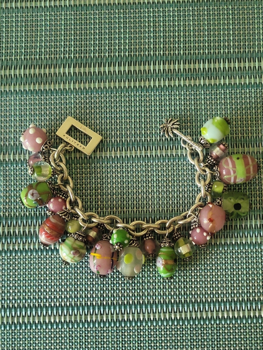 Lilly Pulitzer Glass Lampwork Wedding Cake Charm Bracelet in .925